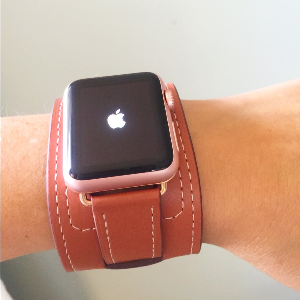 ☄️GOLD Brown Apple Watch Leather Band Cuff